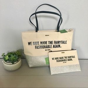 Kate Spade Disney Glitter Tote and Wristlet set